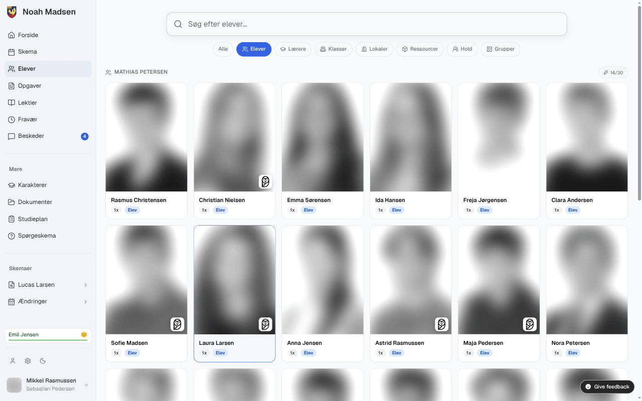 Find skema i BetterLectios browserudvidelse med demodata